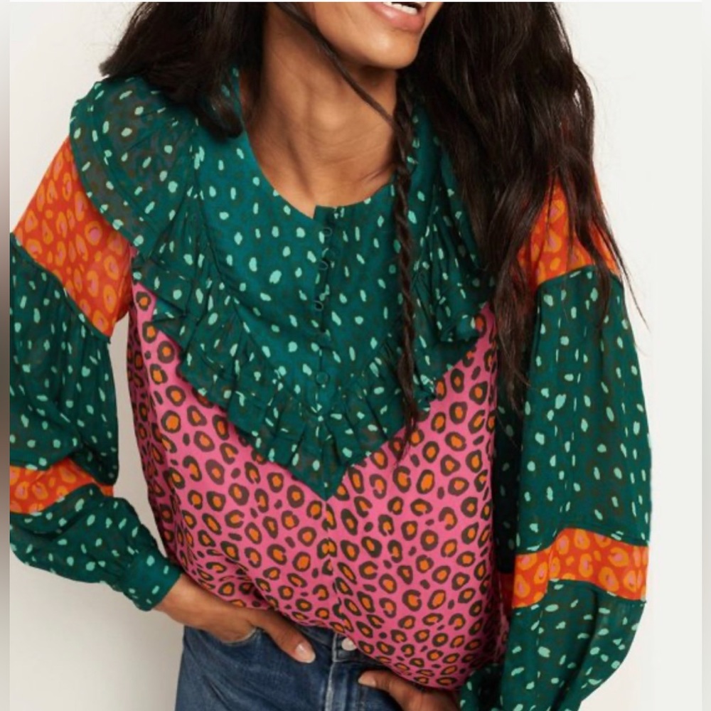 Anthropologie Farm Rio Renee Peasant Blouse Size Small